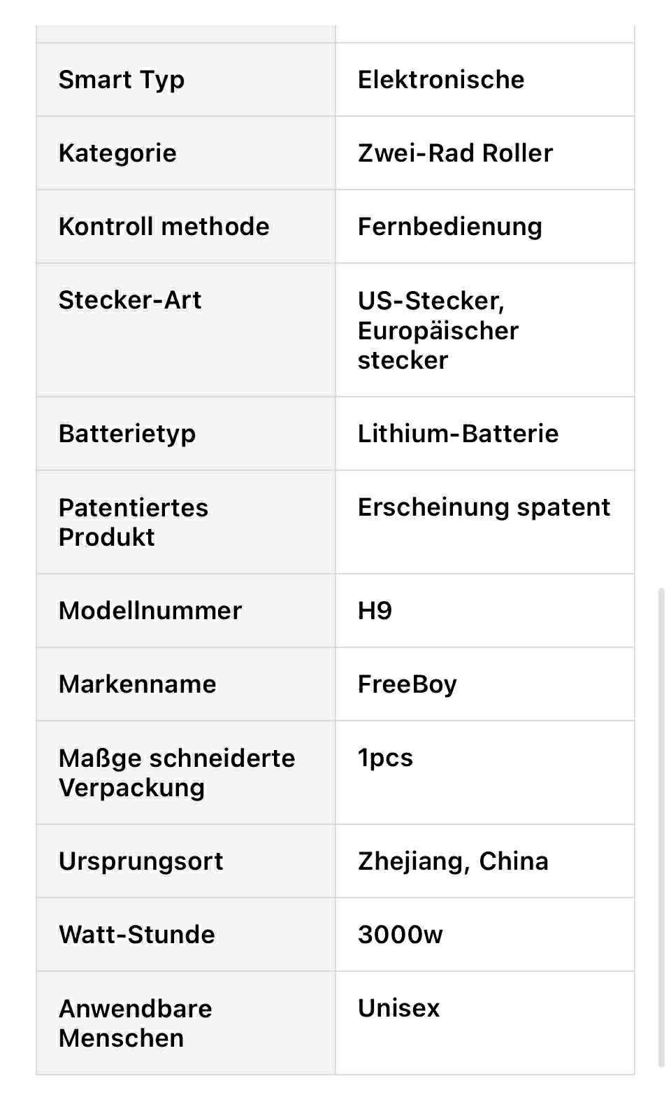 FreeBoy H9 Elektromos Roller