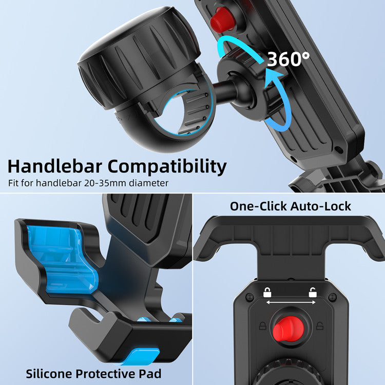 360 fokos elforgatási szöggel állítható motorkerékpár kerékpár telefontartó konzol